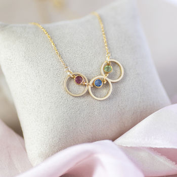Triple Family Birthstone Linked Circle Necklace, 8 of 12