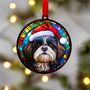 Shih Tzu Black And White In Santa Hat Suncatcher Decoration, thumbnail 1 of 6