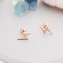 Sterling Silver Lightning Bolt Barbell Earrings, thumbnail 3 of 12
