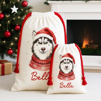 Personalised Husky Santa Sack, 3 of 3