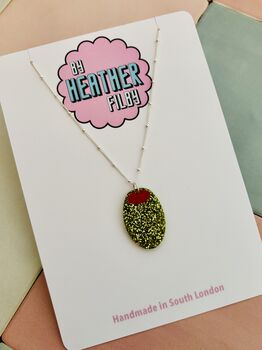 Olive Charm Necklace / Martini Lover Gift / Foodie Statement Necklace/ Italian Summer Aesthetic/ Cocktail Inspired Accessory, 2 of 5