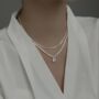 Sterling Silver Crystal Pendant Pearl Necklace, thumbnail 2 of 5