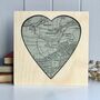 Heart Shaped Map Printed On Wood For 5th Wedding, thumbnail 3 of 11