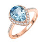 Blue Topaz 18k Rose Gold Plated Pear Drop Ring, thumbnail 2 of 4