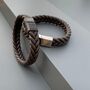 Mens Woven Leather Bracelet, thumbnail 3 of 6