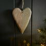 Wooden Heart Hanging Decoration With Gold Sparkle, thumbnail 1 of 2