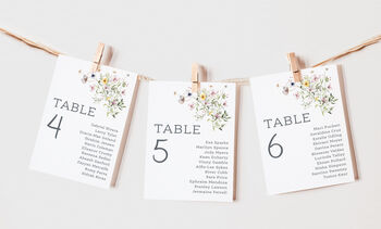 Wildflower Wedding Table Plan Cards, 3 of 7