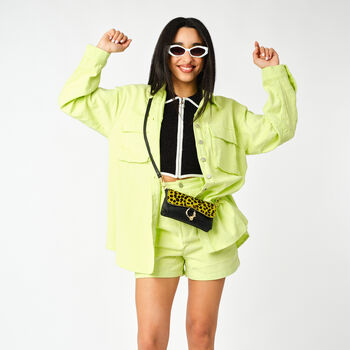 Lime Green Soft Denim Worker Shacket, 2 of 3