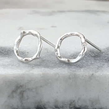 Twig Circle Stud Earrings In Sterling Silver Medium, 3 of 4
