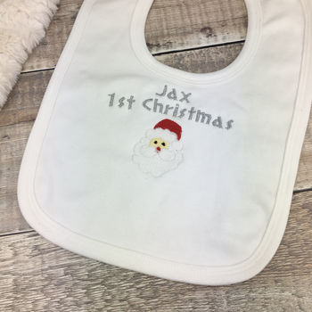 Personalised Embroidered First Christmas Bib, 4 of 7