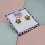 Star Glitter Resin Stud Earrings Silver, Gold And Pink, thumbnail 4 of 12