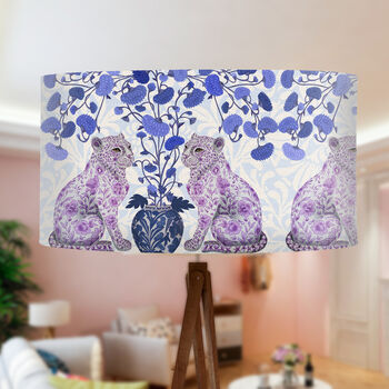 Chinoiserie Leopard Twins On Cream Lampshade, 2 of 4