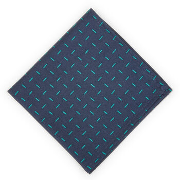 Mens Navy Geometric Print Pocket Square, 2 of 6