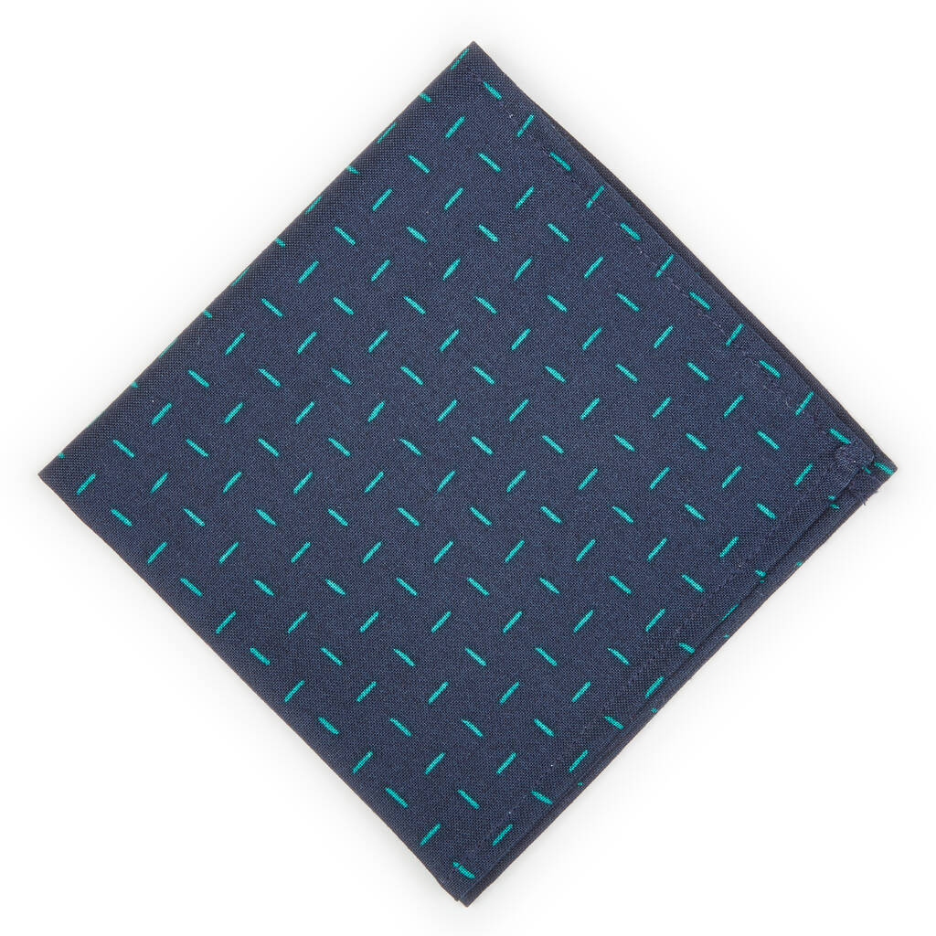 Mens Navy Geometric Print Pocket Square By Dancys