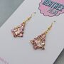 Small Pink And Blue Christmas Tree Earrings, thumbnail 4 of 4