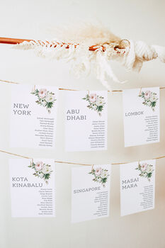 Seating Table Plan Cards Pink And White Peony Design, 6 of 6
