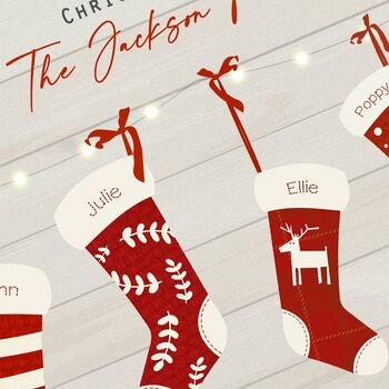 Family Christmas Stocking Personalised A4 Print, 3 of 3