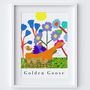 Golden Goose Art Print Painted Collage Poster, thumbnail 2 of 2