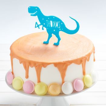 Personalised T Rex Dinosaur Birthday Cake Topper, 2 of 6