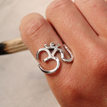 Aum Mantra Spiritual Yogi Silver Ring, 5 of 8