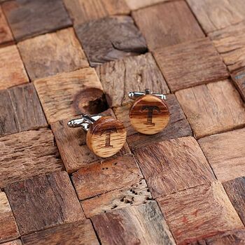 Wood Watch, Cuff Links Engraved Wooden Box, 4 of 5