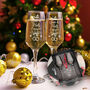 Pair Of 1st Engagement Christmas Champagne Flutes And Decoration, thumbnail 1 of 6