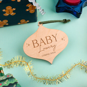 Personalised Baby Coming Soon Christmas Bauble, 2 of 6