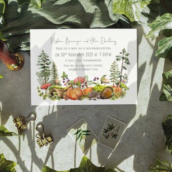 Autumn Woodland Evening Invitations And Envelopes, 5 of 8