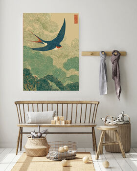Japanese Swooping Swallow Landscape Art Print, 3 of 4