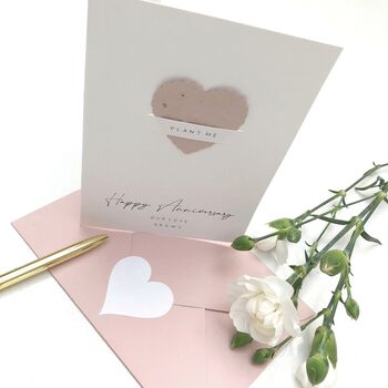 Plantable Seed Paper Heart Wedding Anniversary Card, 5 of 10