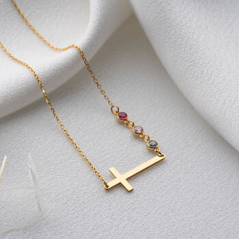 'My Faith, My Family' Birthstone Cross Necklace, 3 of 10