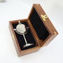 Custom Engraved Silver Colour Desk Clock Gift With Wooden Box, thumbnail 2 of 11