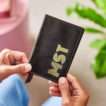Stripey Initials Personalised Leather Passport Cover, 2 of 4