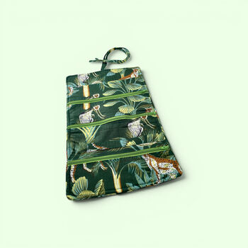 Cotton Jewellery Roll | Wild Animal Print In Green, 3 of 7
