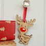Double Sided Oak Ruldoph Reindeer Tree Decoration, thumbnail 3 of 5