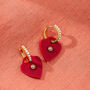 18k Gold Plated Starburst Heart And Pearl Huggie Earrings With Ivory Opal, thumbnail 1 of 7