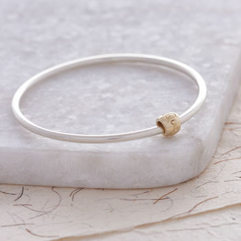 Que Sera Worry Bead Silver And Recycled Gold Bangle, 5 of 8