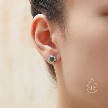 Vintage Inspired Moonstone Flower Cz Stud Earrings, 5 of 12