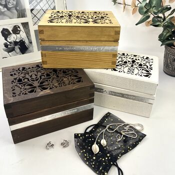 Personalised Wooden Filigree Trinket Box, 11 of 11