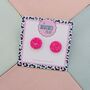 Circle Glitter Resin Stud Earrings Pink, Rainbow, Teal, Pink And Black, Neon Green, thumbnail 8 of 12