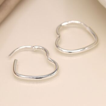 Sterling Silver Heart Hoop Earrings, 4 of 7
