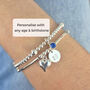 Sterling Silver Birthstone Age Special Birthday Stacking Bead Bracelet Set, thumbnail 1 of 9