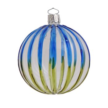 Christmas Stripe Bauble, 8cm Blue/Green, 2 of 2