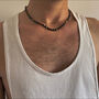 Mens 925 Silver Tigers Eye And Onyx Pendant Necklace, thumbnail 2 of 3