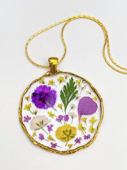 Medium Necklace With Violets, Purple And Yellow Flowers, 2 of 12