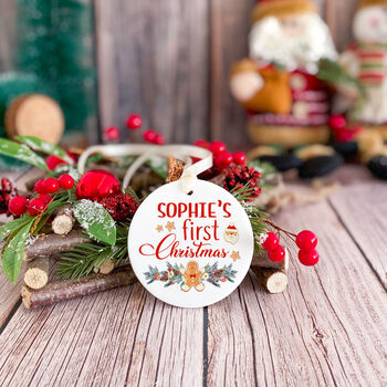 Personalised First Christmas Ceramic Ornament With Name, 5 of 7