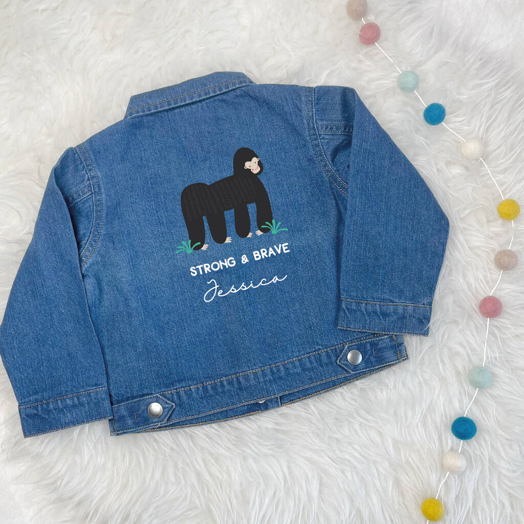 Gorilla Personalised Baby/Kids Denim Jacket, 1 of 3