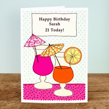 'Cocktails' Girls Personalised Birthday Card, 4 of 4