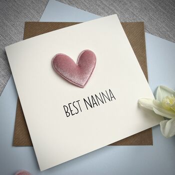 Best Mum/Nanna Padded Velvet Heart Birthday Day, 5 of 6
