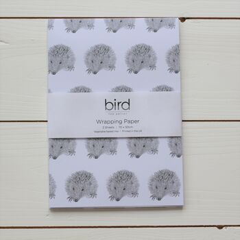 Hedgehog Print Gift Wrap Pack With Card Option, 4 of 5